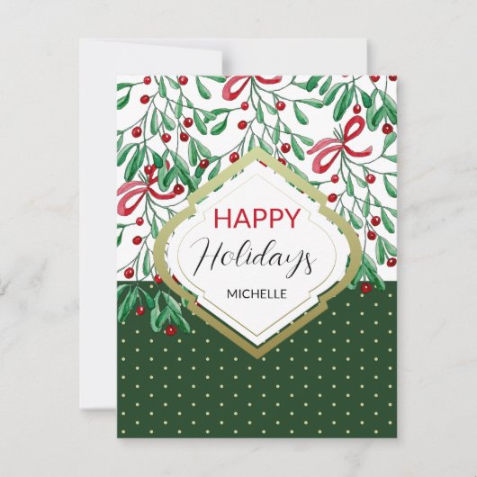 Schattige Waterverf Boho Mistletoe Vakantie Kaart (Voorkant)