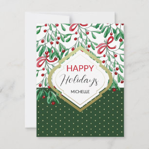 Schattige Waterverf Boho Mistletoe Vakantie Kaart