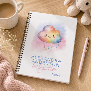 Schattige Waterverf Boho Regenboogwolk Babysitter Notitieboek