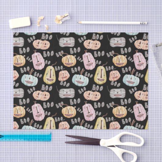 Schattige waterverf Boo griezelige pompoen Hallowe Tissuepapier (Craft)