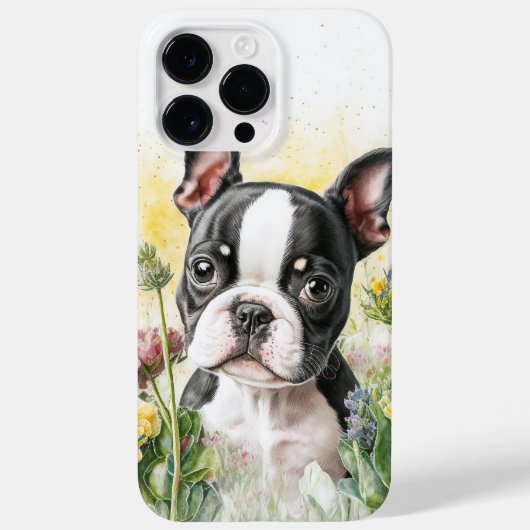 SCHATTIGE WATERVERF BOSTON TERRIER PUPPY DOG Case-Mate iPhone CASE (Achterkant)