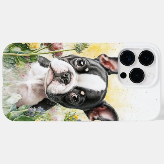 SCHATTIGE WATERVERF BOSTON TERRIER PUPPY DOG Case-Mate iPhone CASE (Achterkant (horizontaal))