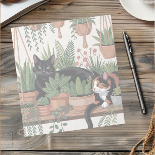 Schattige waterverf botanische kat notitieblok