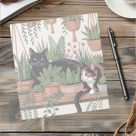 Schattige waterverf botanische kat notitieblok