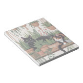 Schattige waterverf botanische kat notitieblok (Schuin)