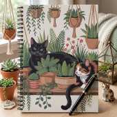 Schattige waterverf botanische kat notitieboek