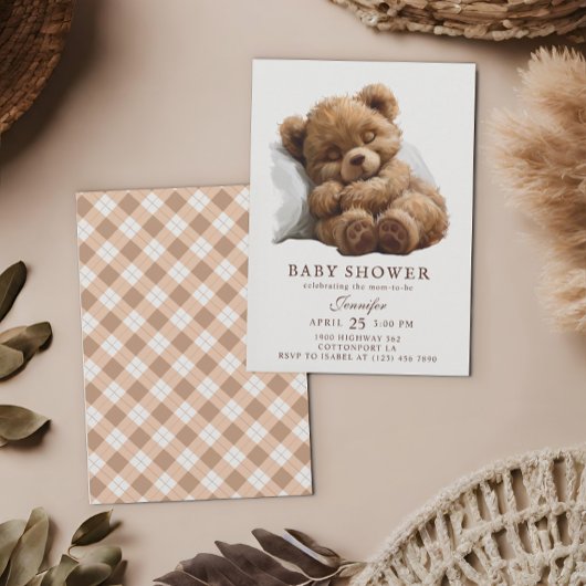 Schattige Waterverf Brown Teddy Bear Baby shower Kaart