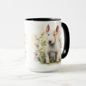 SCHATTIGE WATERVERF BROWN WHITE BULL TERRIER PUPPY MOK (Voorkant rechts)