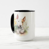 SCHATTIGE WATERVERF BROWN WHITE BULL TERRIER PUPPY MOK (Voorkant links)