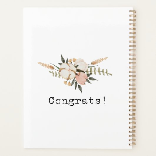 Schattige waterverf bruiloft planner (Achterkant)