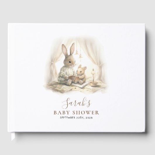 Schattige Waterverf Bunny Baby shower Gastenboek (Voorkant)