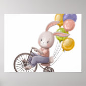 Schattige Waterverf Bunny Balloons | Wandafdrukken Poster (Voorkant)