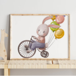 Schattige Waterverf Bunny Balloons | Wandafdrukken Poster