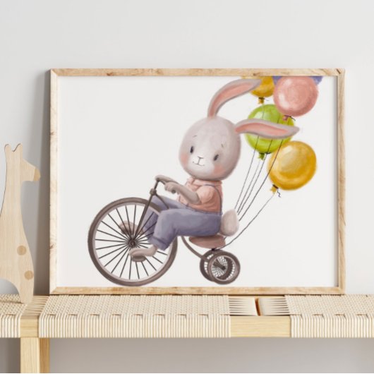 Schattige Waterverf Bunny Balloons | Wandafdrukken Poster