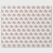 Schattige Waterverf Bunny en Roze Bloemen Patroon Cadeaupapier (Vlak)