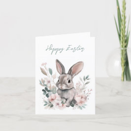 Schattige Waterverf Bunny Spring Floral Easter Feestdagen Kaart