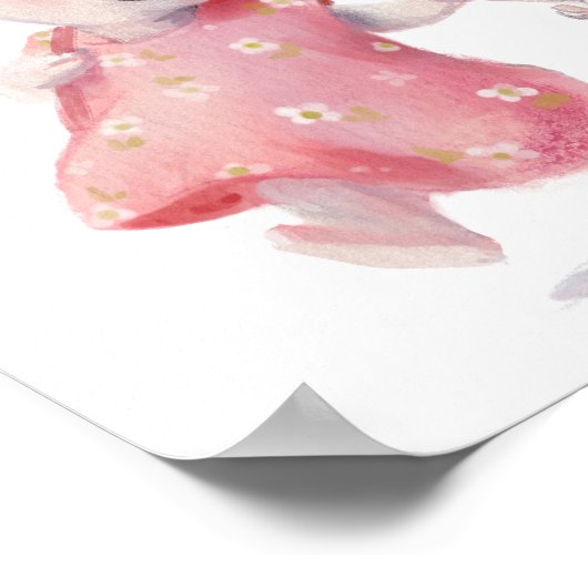 Schattige Waterverf Bunny | Wandafdrukken Poster (Hoek)