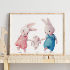 Schattige Waterverf Bunny | Wandafdrukken Poster