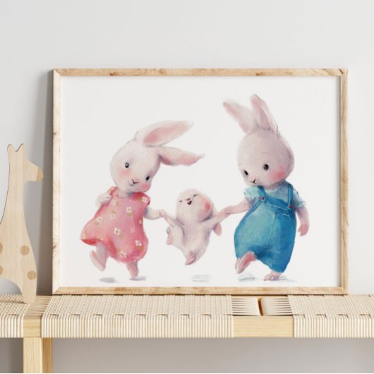 Schattige Waterverf Bunny | Wandafdrukken Poster