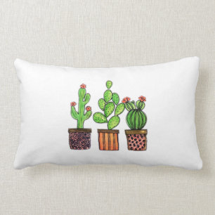 Schattige waterverf cactus in potten kussen