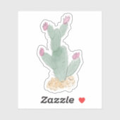 Schattige Waterverf Cactus met Flowers Sticker (Vel)