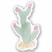 Schattige Waterverf Cactus met Flowers Sticker (Voorkant)