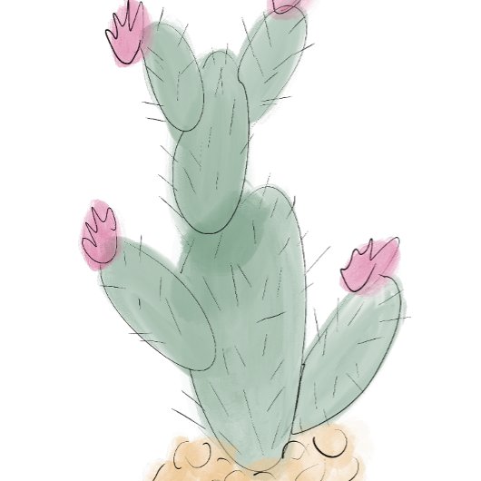 Schattige Waterverf Cactus met Flowers Sticker