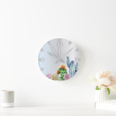 Schattige Waterverf Cactus, Succulent Silver  Ronde Klok (Huis)
