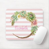 Schattige Waterverf Cactus, Succulent Stripes Muismat (Met muis)