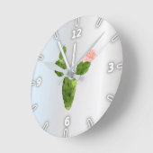 Schattige Waterverf Cactus, zilver Ronde Klok (Hoek)