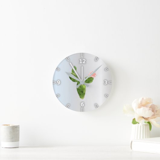 Schattige Waterverf Cactus, zilver Ronde Klok (Huis)