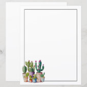 Schattige waterverf cactussen succulenten in potte (Voorkant / Achterkant)