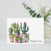 Schattige waterverf cactussen succulenten in potte bedankkaart (Staand voorkant)