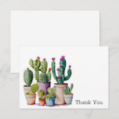 Schattige waterverf cactussen succulenten in potte bedankkaart (Voorkant / Achterkant)