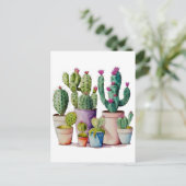 Schattige waterverf cactussen succulenten in potte briefkaart (Staand voorkant)