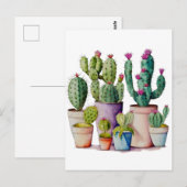 Schattige waterverf cactussen succulenten in potte briefkaart (Voorkant / Achterkant)