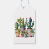 Schattige waterverf cactussen succulenten in potte cadeaulabel (Voorkant)
