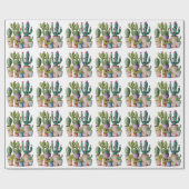 Schattige waterverf cactussen succulenten in potte cadeaupapier (Vlak)