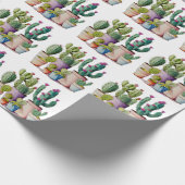 Schattige waterverf cactussen succulenten in potte cadeaupapier (Hoek)