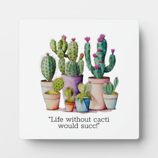 Schattige waterverf cactussen succulenten in potte fotoplaat (Voorkant)