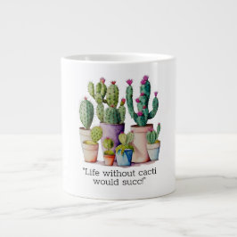 Schattige waterverf cactussen succulenten in potte grote koffiekop