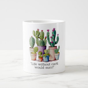 Schattige waterverf cactussen succulenten in potte grote koffiekop