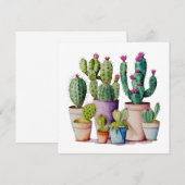 Schattige waterverf cactussen succulenten in potte kaart (Voorkant / Achterkant)