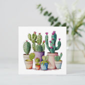 Schattige waterverf cactussen succulenten in potte kaart (Staand voorkant)