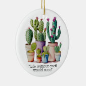 Schattige waterverf cactussen succulenten in potte keramisch ornament (Rechts)