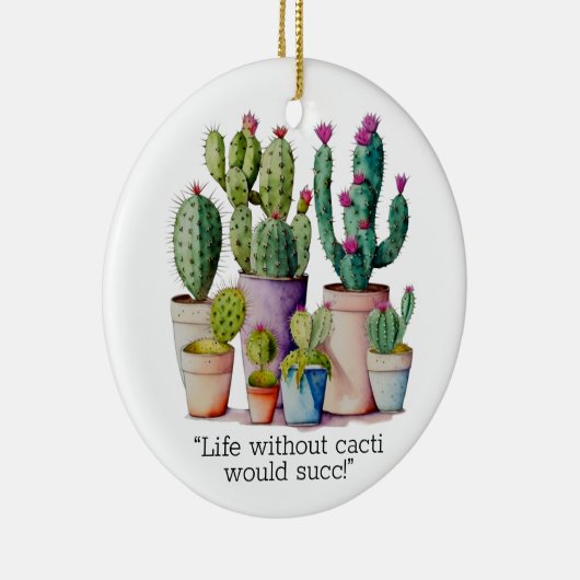 Schattige waterverf cactussen succulenten in potte keramisch ornament (Rechts)