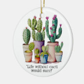 Schattige waterverf cactussen succulenten in potte keramisch ornament (Links)