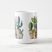 Schattige waterverf cactussen succulenten in potte koffiemok (Center)