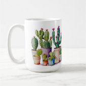 Schattige waterverf cactussen succulenten in potte koffiemok (Links)