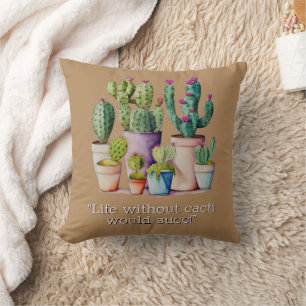 Schattige waterverf cactussen succulenten in potte kussen